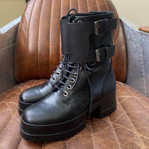 Robert Clergerie Shoes - ROBERT CLERGERIE | Willy Leather Combat Lace-Up Boots